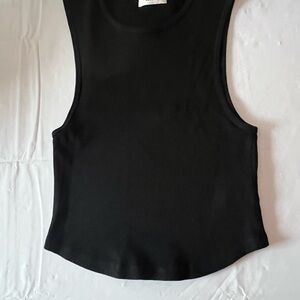 Agolde Black Ribbed Tank Top
